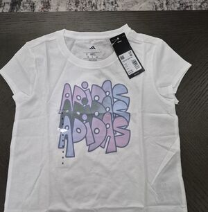 Adidas Kids White Tee with Colorful Graphic